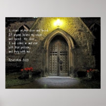 Revelation 3:20 Church Door Print