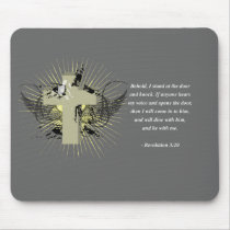 REVELATIONS 3:20 Bible Verse Mouse Pads