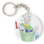 Revenge of the wheelie bin cat! keychains