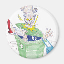 Revenge of the wheelie bin cat! refrigerator magnets