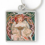 Reverie by Alphonse Mucha Keychain
