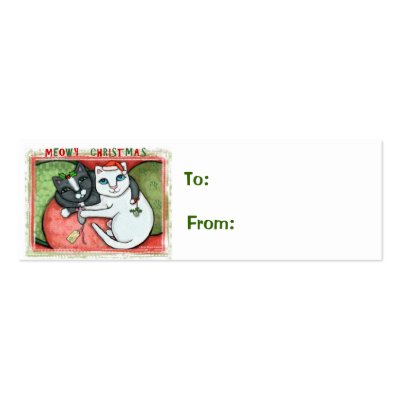Reversible Christmas Cats Gift Tag Business Card Template by jamiecreates1