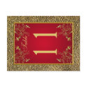 Reversible Red and Gold Floral Table Number postcards