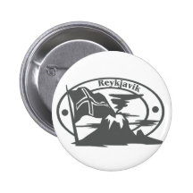 Reykjavik Stamp Pinback Button