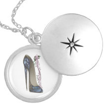 Rhapsody in Blue Stiletto and Butterfly Music Art Pendant