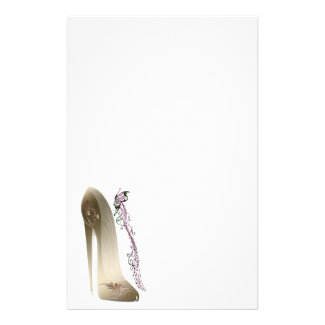 Rhapsody in Gold Stiletto Shoe Art Stationery Paper