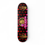 Rhianna skull pink fire Skatersollie skateboard