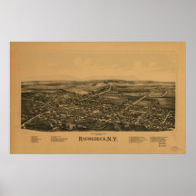 Rhinebeck New York 1890 Antique Panoramic Map Posters