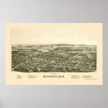 Rhinebeck, NY Panoramic Map - 1890 Print