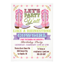 Rhinestone Cowgirl Birthday Party Invitations
