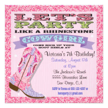 Rhinestone Cowgirl Birthday Party Invitations