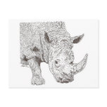 Rhino Pointillism postcards