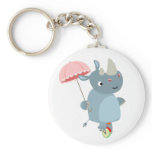 Rhino with Umbrella on Unicycle Keychain