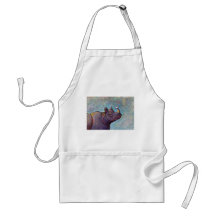 Rhinoceros art little bird gossip fun painting apron