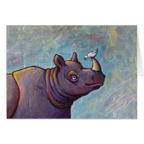 Rhinoceros art little bird gossip fun painting