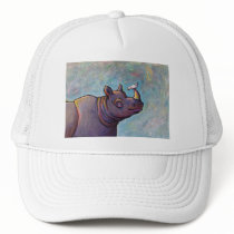 Rhinoceros art little bird gossip fun painting