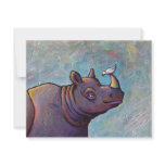 Rhinoceros art little bird gossip fun painting invitations