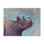 Rhinoceros art little bird gossip fun painting