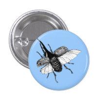 Rhinoceros Beetle Vintage Wood Engraving Pins