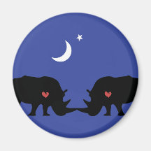 Rhinos in love refrigerator magnets
