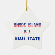 Rhode Island is a Blue State Christmas Tree Ornament