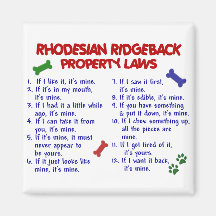 RHODESIAN RIDGEBACK Property Laws 2 Fridge Magnet