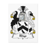 Rhys Family Crest postcards