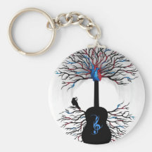 Rhythms of the Heart - ( surreal guitar art ) Keychain