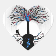 Rhythms of the Heart - ( surreal guitar art ) Heart Stickers