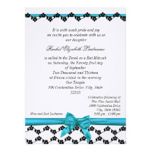 Ribbon and Flowers Bat Mitzvah Invitations