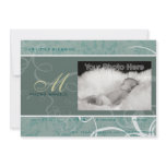 Ribbon blue baby birth announcement invitations