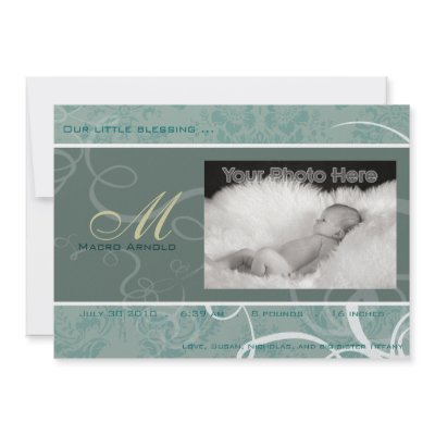 Ribbon blue baby birth announcement by theonedesigns