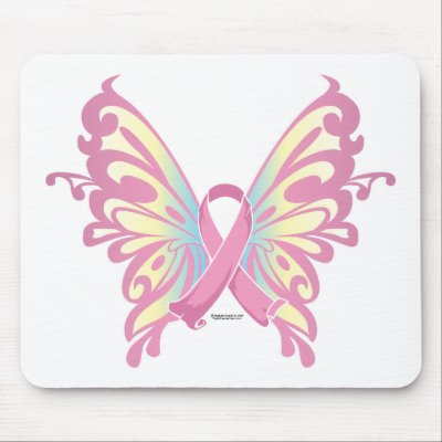 Ribbon Butterfly Mouse Mat by fightcancertees