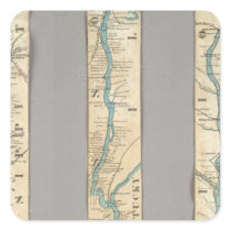 Ribbon Map Of The Father Of Waters Square Stickers