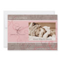 Ribbon pink baby birth announcement invitations