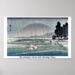 Rice planting in rain by Ando, Hiroshige Ukiyoe Posters
