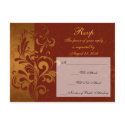 Rich Brick Red / Gold Reverse Swirl RSVP Reply postcards