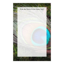 Rich, Elegant Peacock Feather Photograph Customised Stationery