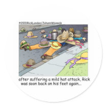 Rick Suffers A Hat Attack Cartoon Gifts & Tees Sticker