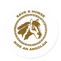 Ride An Angolan Round Stickers