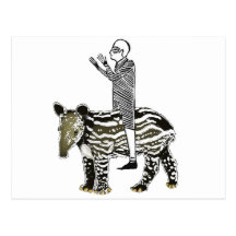 Ride em' tapir postcard