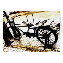 Ride my bike - sepia retro look greeting card