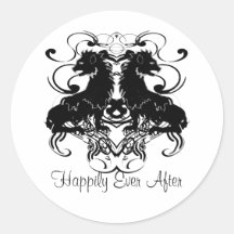 Rielaboration of Vintage Lions with Swirls Round Sticker