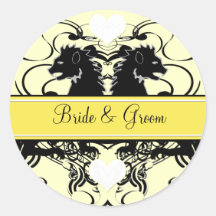 Rielaboration of Vintage Lions with Swirls Round Sticker