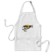 Rielaboration of Yellow Vintage Bird Illustration Aprons