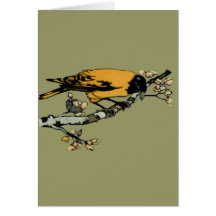 Rielaboration of Yellow Vintage Bird Illustration Greeting Card