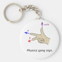 Right hand rule cross product Physics gang sign Keychain