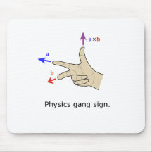 Right hand rule cross product Physics gang sign Mouse Pads
