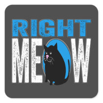 Right MEOW! Funny Kitty Cat Joke (Blue) Stickers