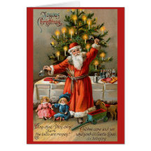 Ringing Bell Santa Christmas Card